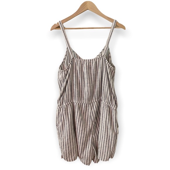 Old Navy White Striped Button Front Romper - Picture 6 of 7